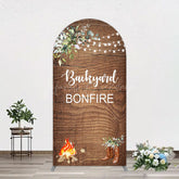 Lofaris Wooden Cowboy Backyard Bonfire Party Arch Backdrop